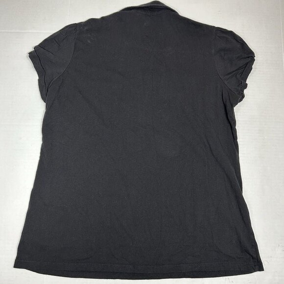 Faded Glory Women Black Polo Shirt Top Short Sleeve V Neck Buttons Size 1X 16W - Picture 6 of 6